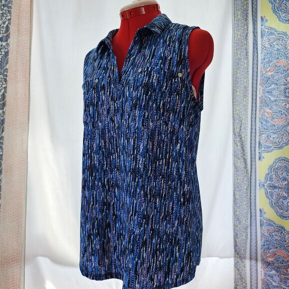 JONES NEW YORK Blue Sleeveless Stretch Woman's‎ Blouse Size S - Picture 2 of 5